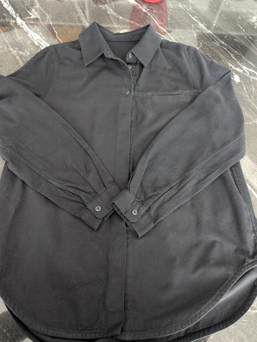 Women's Lululemon Black Long-Sleeve Button-Up Flannel Shirt